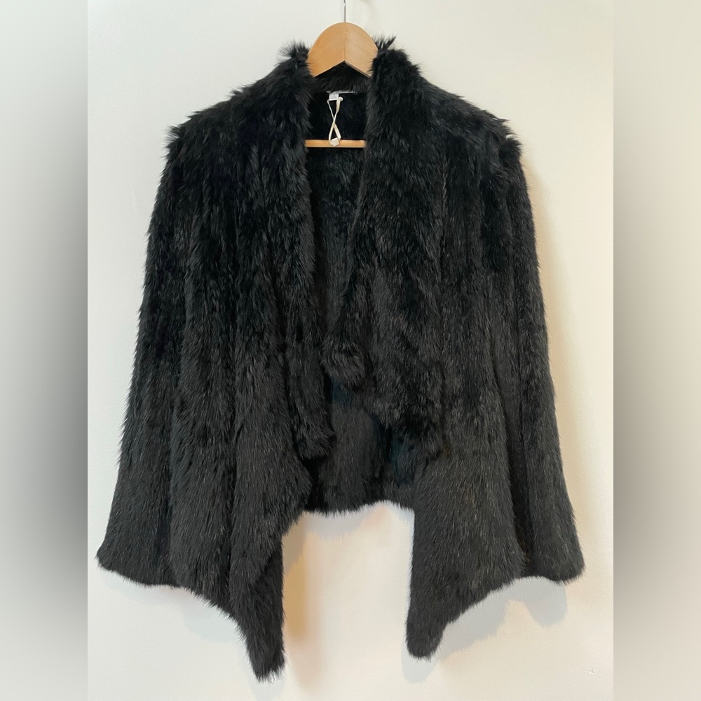 Elizabeth and James Collarless Bianca Rabbit Fur Jacket Size S